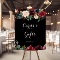 Rustic Black Botanical Cards and Gifts Sign