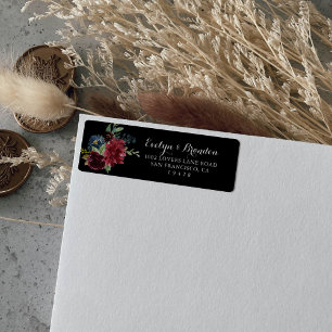 Rustic Black Botanical Return Address Label