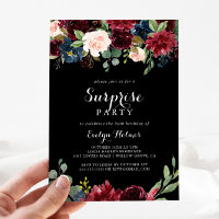 Rustic Black Botanical Surprise Party 