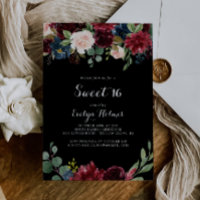 Rustic Black Botanical Sweet 16 Birthday Party