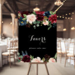 Rustic Black Botanical Wedding Favours Sign<br><div class="desc">This rustic black botanical wedding favours sign is perfect for a classic wedding or bridal shower. The design features burgundy,  red,  navy,  blue and blush radiant and graceful hand-painted flowers in a black background,  inspiring natural beauty.</div>
