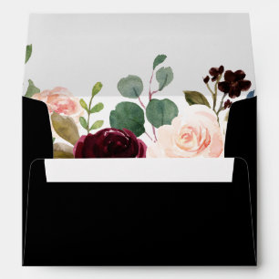 Rustic Black Botanical Wedding Invitation  Envelope