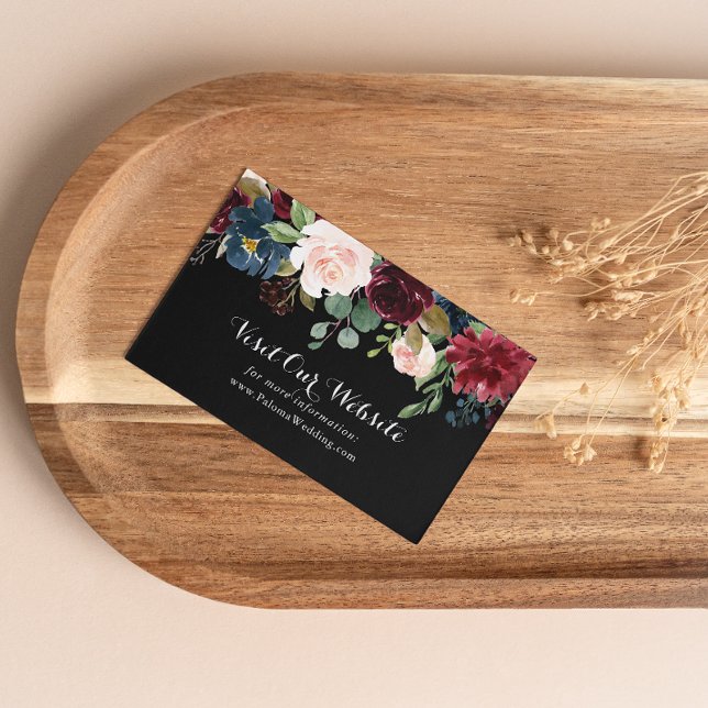 Rustic Black Botanical Wedding Website Enclosure Card (Creator Uploaded)