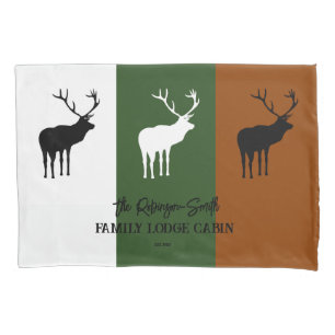 Rustic Black Brown Green White Elk Spirit Animal  Pillowcase