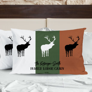 Rustic Black Brown Green White Elk Spirit Animal  Pillowcase
