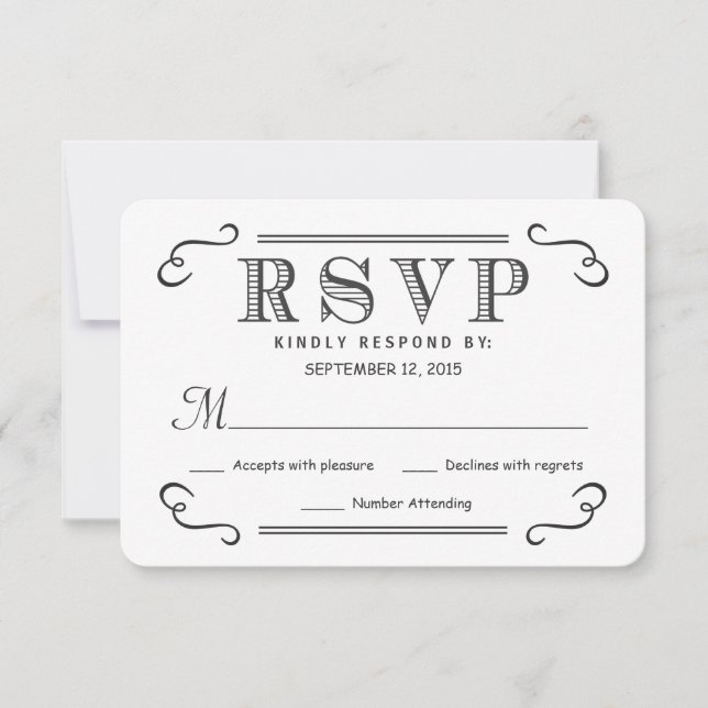 Rustic Black Burlap RSVP Wedding Reply Card (Front)