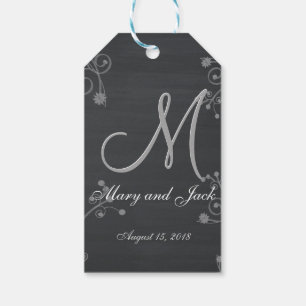 Rustic Black Chalk Chalkboard 3d Monogram Gift Tags