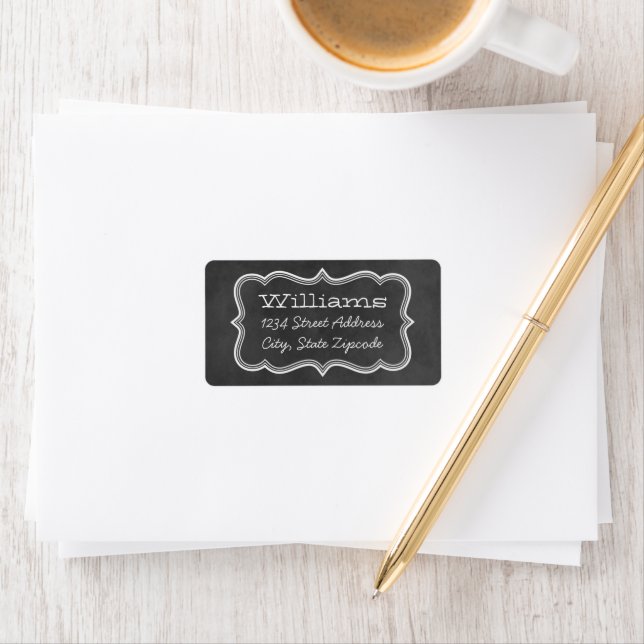 Rustic Black Chalkboard Bracket Return Address Label (Insitu)