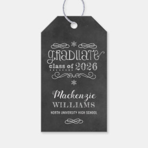 Rustic Black Chalkboard Custom 2025 Graduate Name Gift Tags