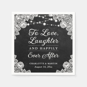 Rustic Black Chalkboard Happily Ever After Wedding Napkin