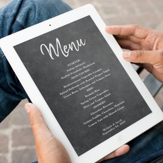Rustic Black Chalkboard Menu Card (Creator Uploaded)