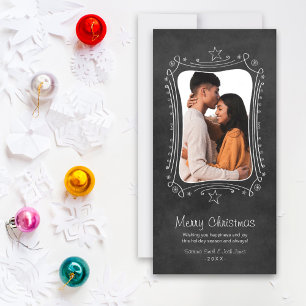 Rustic Black Chalkboard Merry Christmas Photo Holiday Card