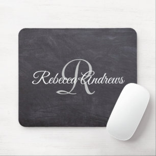Rustic Black Chalkboard Monogram Mouse Mat