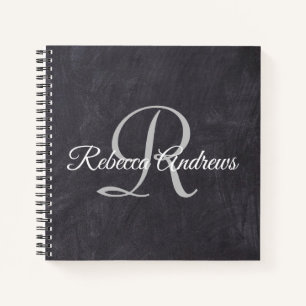 Rustic Black Chalkboard Monogram Planner Notebook
