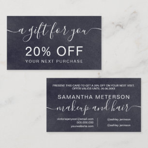 Rustic black chalkboard professional typography discount card