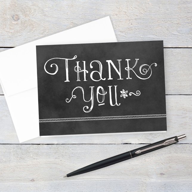 Rustic Black Chalkboard Script Thank You Card (Creator Uploaded)
