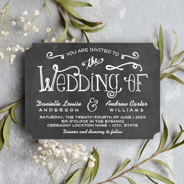Rustic Black Chalkboard Script Wedding Invitation (Creator Uploaded)