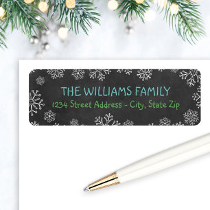 Rustic Black Chalkboard Snowflake Holiday Address