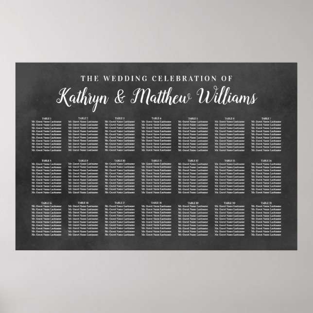 Rustic Black Chalkboard Wedding Celebration Poster (Front)
