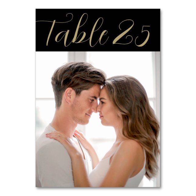 Rustic Black Chalkboard Wedding Photo  Table Number (Front)