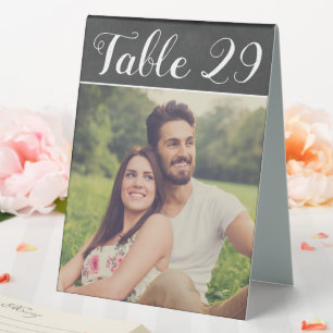 Rustic Black Chalkboard Wedding Photo Table Number