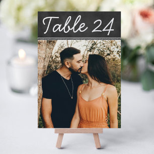 Rustic Black Chalkboard Wedding Photo Table Number