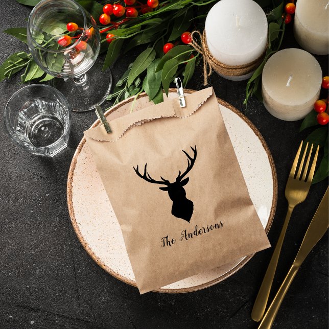 Rustic Black Deer | Kraft | Family Name Favour Bags (Creator Uploaded)