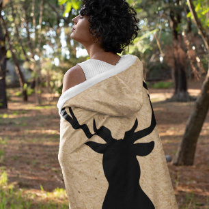 Rustic Black Deer   Kraft   Family Name Fleece Blanket
