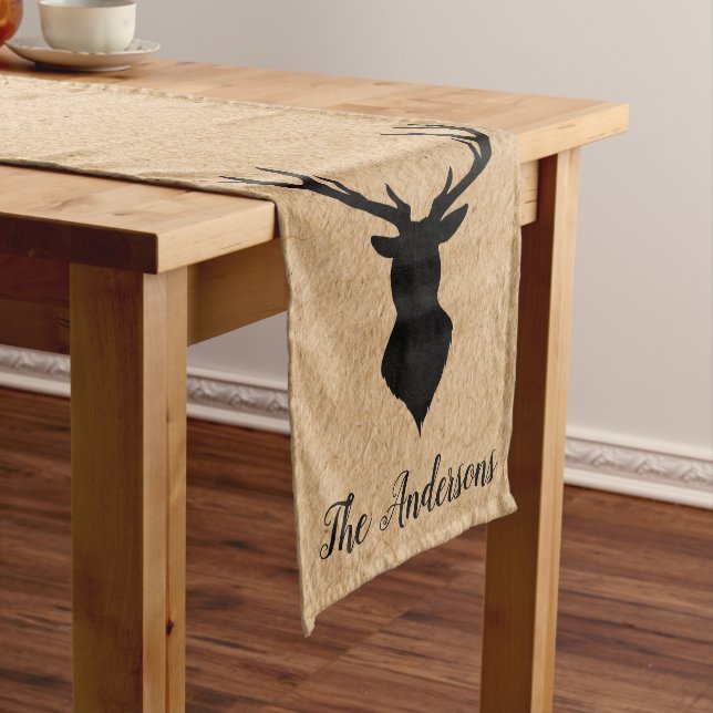 Rustic Black Deer | Kraft | Family Name Medium Table Runner (In Situ)