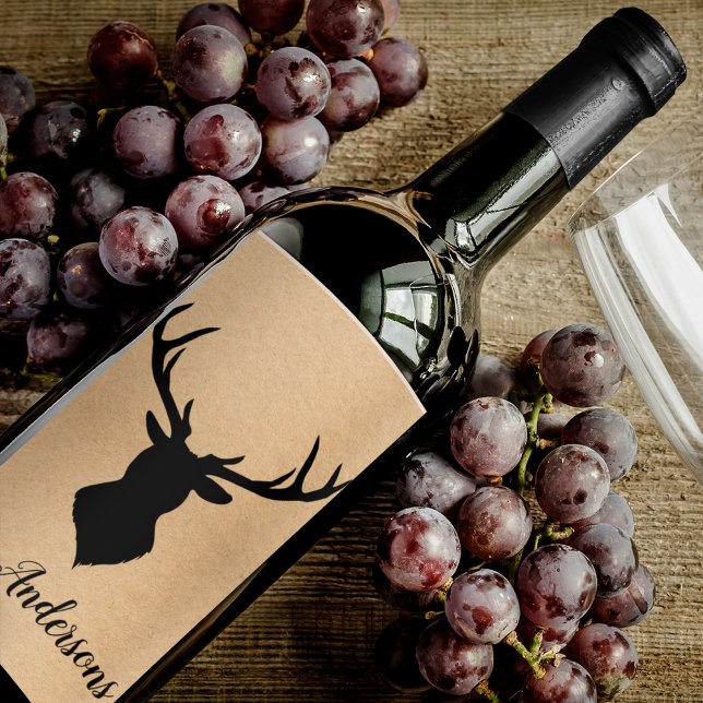 Rustic Black Deer | Kraft | Family Name Wine Label (Creator Uploaded)