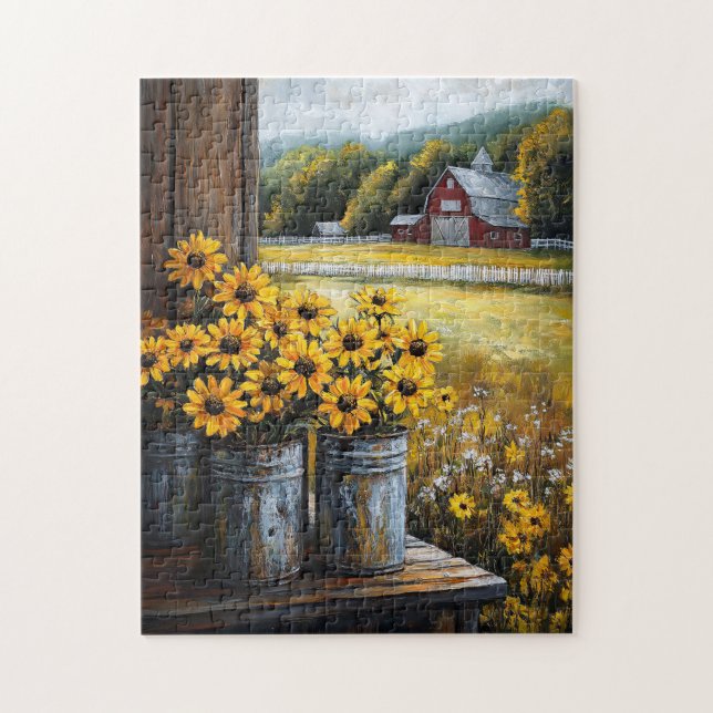Rustic Black-Eyed Susan in Canisters Jigsaw Puzzle (Vertical)