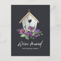 RUSTIC BLACK FLORAL BIRD HOUSE MOVING NEW ADDRESS