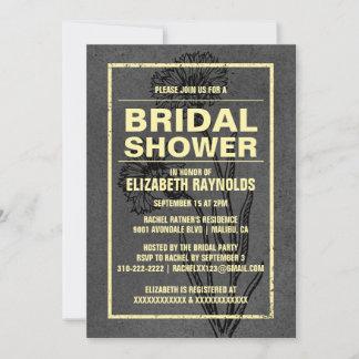 Rustic Black & Gold Bridal Shower Invitations