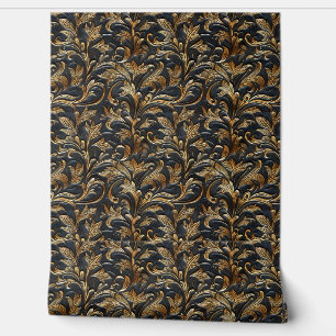 Rustic black gold tooled leather  wallpaper