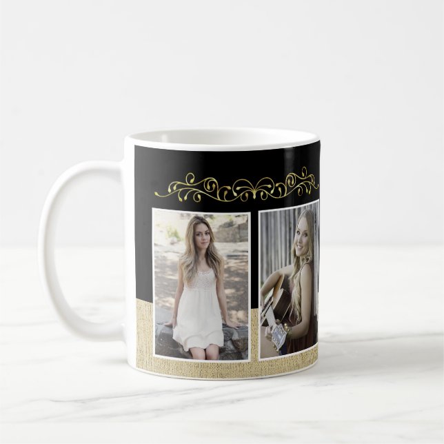 Rustic Black Graduate 2 Photo Graduation Coffee Mug (Left)