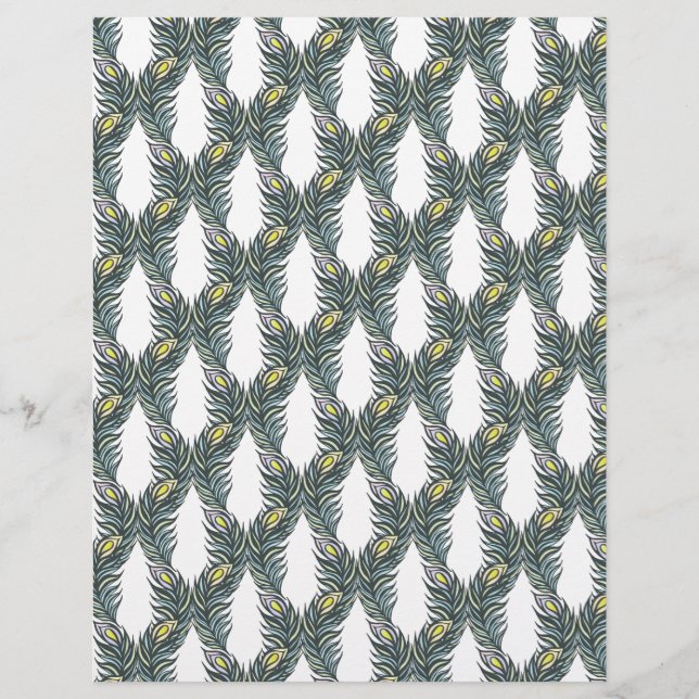 Rustic black, green and white Peacock feathers (Front)