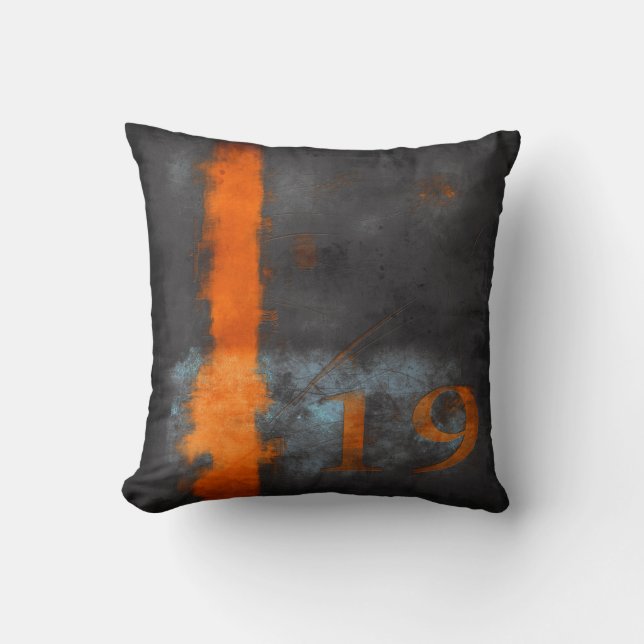 Rustic Black Grey Orange with a stripe and 19 Cushion (Front)