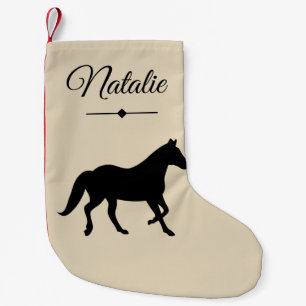 Rustic Black Horse Silhouette & Name Small Christmas Stocking