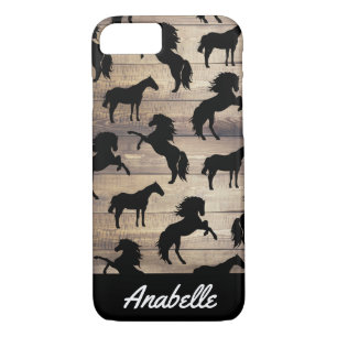 Rustic Black Horse Silhouettes Personalised iPhone 8/7 Case