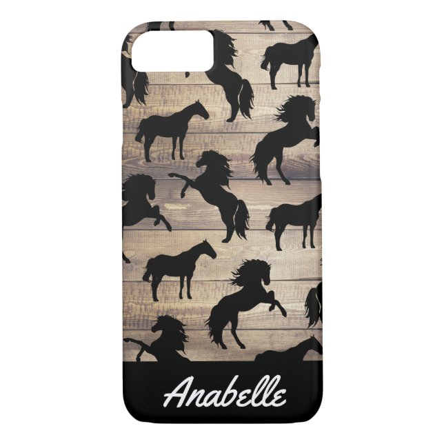 Rustic Black Horse Silhouettes | Personalised Case-Mate iPhone Case (Back)