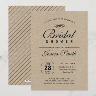 Rustic Black & Kraft   Elegant Bridal Shower Invitation