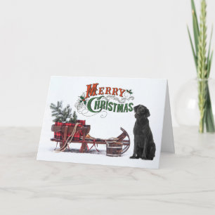 Rustic Black Lab Christmas Card