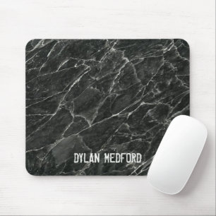 Rustic Black Marble with Custom Name Mouse Pad