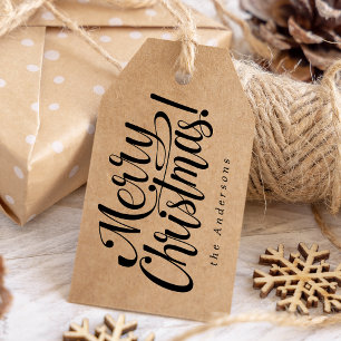 Rustic Black Merry Christmas Gift Tags
