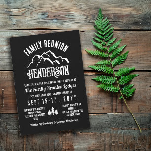 Rustic Black Mountains & Pines Family Reunion Invitation