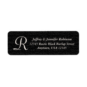 Rustic Black Name and Address Label Monogram