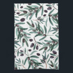 Rustic Black Olive Watercolor Illustration  Tea Towel<br><div class="desc">Beautiful watercolor rustic olive illustration</div>