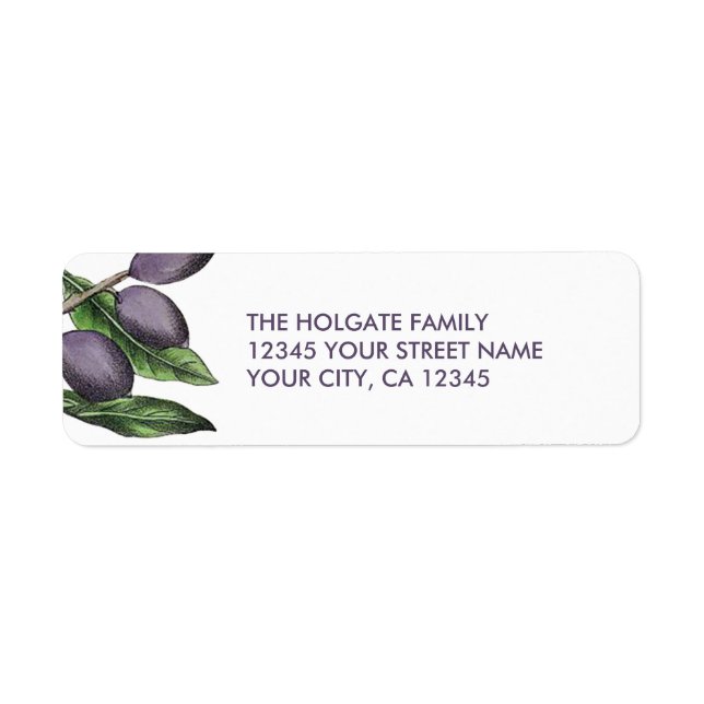 Rustic Black Olives Branch Purple (Front)