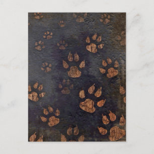 Rustic Black Paw Pattern Postcard