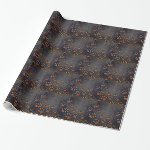 Rustic Black Paw Pattern Wrapping Paper